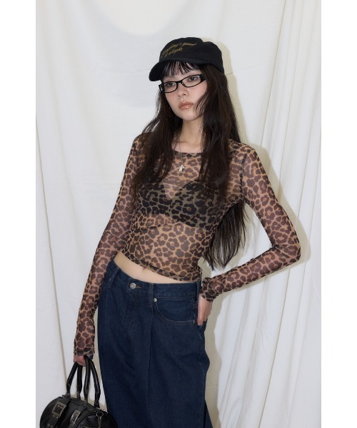 LAGUA GEM（ラグアジェム）の「LEOPARD SHEER トップス（Tシャツ/カットソー・レディース・グレー/ブラウン/ライトベージュ・FREE）」の9枚目の写真