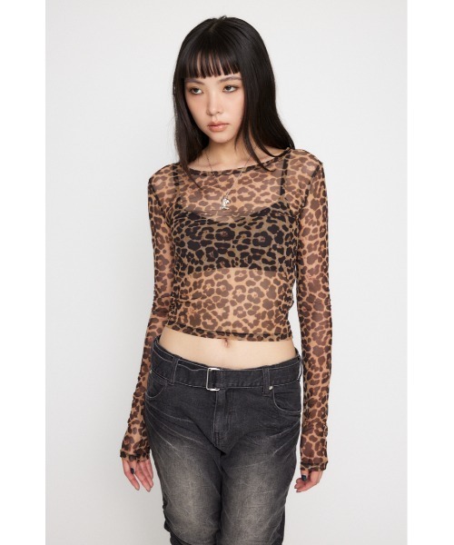 LAGUA GEM（ラグアジェム）の「LEOPARD SHEER トップス（Tシャツ/カットソー・レディース・グレー/ブラウン/ライトベージュ・FREE）」の11枚目の写真