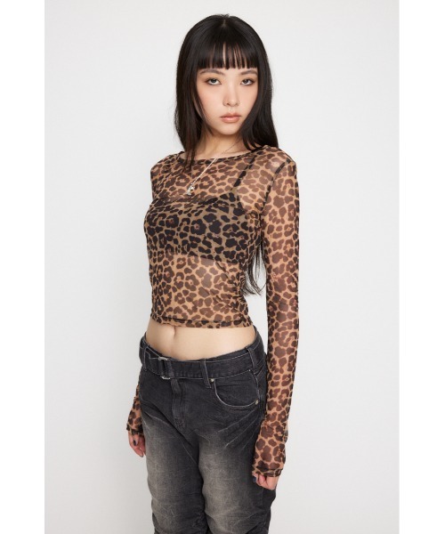LAGUA GEM（ラグアジェム）の「LEOPARD SHEER トップス（Tシャツ/カットソー・レディース・グレー/ブラウン/ライトベージュ・FREE）」の12枚目の写真