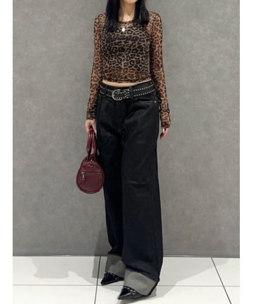 LAGUA GEM（ラグアジェム）の「LEOPARD SHEER トップス（Tシャツ/カットソー・レディース・グレー/ブラウン/ライトベージュ・FREE）」の5枚目の写真