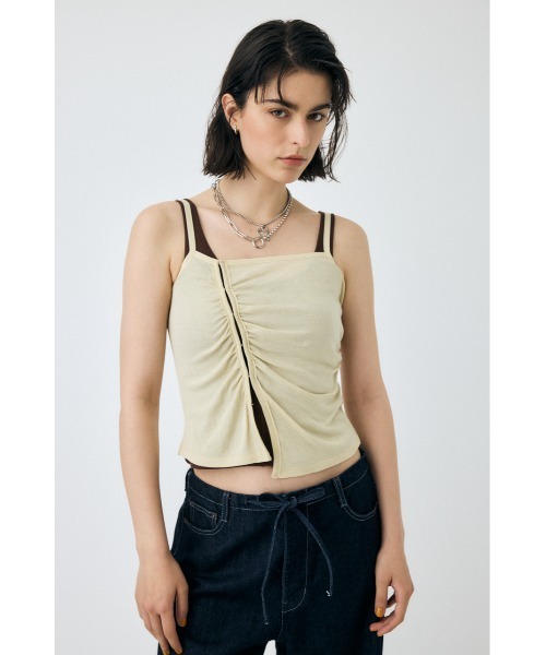 MOUSSY（マウジー）の「DOUBLE LAYERED SHEER タンクトップ（タンクトップ・レディース・キナリ/カーキ/ブラック・FREE）」の2枚目の写真