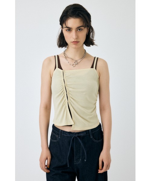 MOUSSY（マウジー）の「DOUBLE LAYERED SHEER タンクトップ（タンクトップ・レディース・キナリ/カーキ/ブラック・FREE）」の4枚目の写真