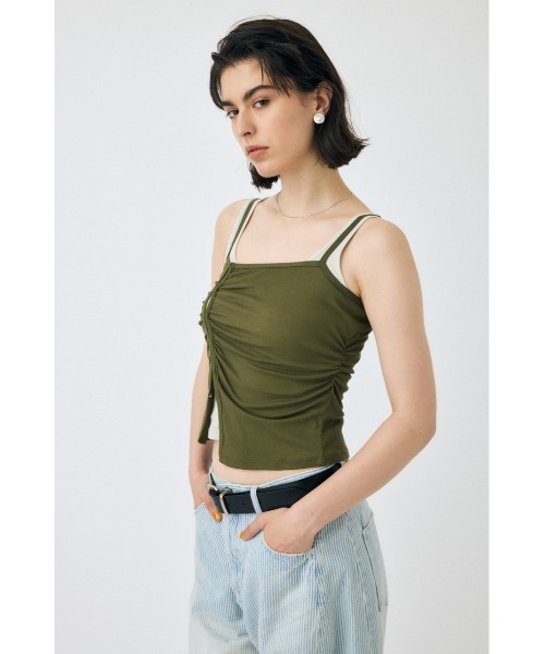 MOUSSY（マウジー）の「DOUBLE LAYERED SHEER タンクトップ（タンクトップ・レディース・キナリ/カーキ/ブラック・FREE）」の12枚目の写真