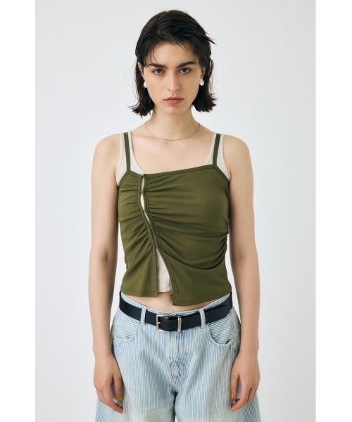 MOUSSY（マウジー）の「DOUBLE LAYERED SHEER タンクトップ（タンクトップ・レディース・キナリ/カーキ/ブラック・FREE）」の13枚目の写真