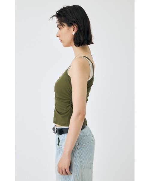 MOUSSY（マウジー）の「DOUBLE LAYERED SHEER タンクトップ（タンクトップ・レディース・キナリ/カーキ/ブラック・FREE）」の14枚目の写真