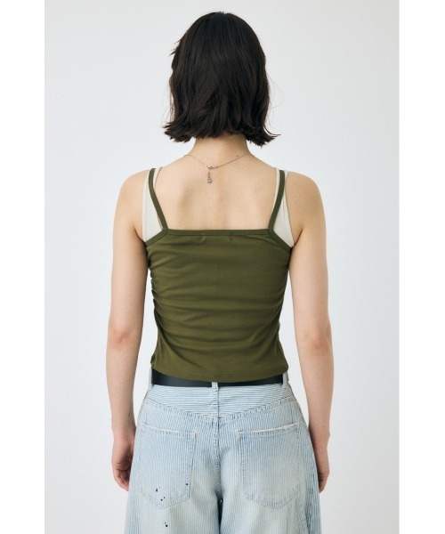 MOUSSY（マウジー）の「DOUBLE LAYERED SHEER タンクトップ（タンクトップ・レディース・キナリ/カーキ/ブラック・FREE）」の15枚目の写真
