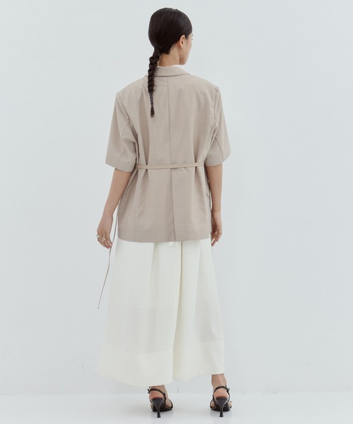 STUDIOUS（ステュディオス）の「【STUDIOUS/ステュディオス】Half Sleeve Summer Wool Jacket/ハーフスリーブサマーウールジャケット（テーラードジャケット・レディース・ダークグレー/ベージュ・1/2）」の18枚目の写真