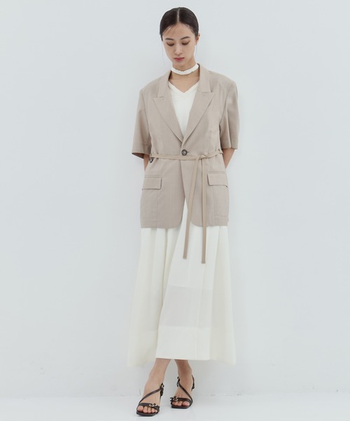 STUDIOUS（ステュディオス）の「【STUDIOUS/ステュディオス】Half Sleeve Summer Wool Jacket/ハーフスリーブサマーウールジャケット（テーラードジャケット・レディース・ダークグレー/ベージュ・1/2）」の20枚目の写真