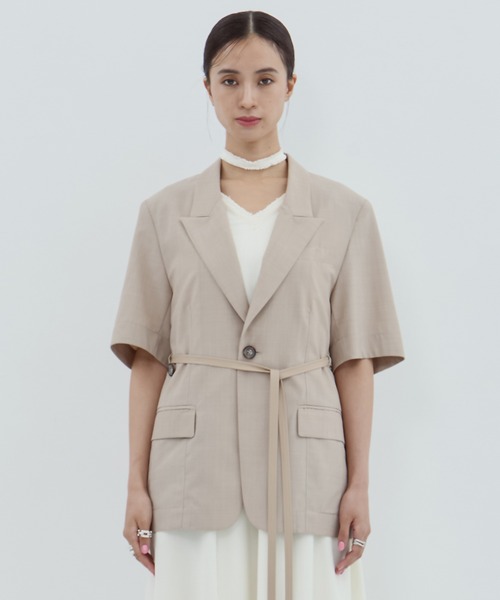 STUDIOUS（ステュディオス）の「【STUDIOUS/ステュディオス】Half Sleeve Summer Wool Jacket/ハーフスリーブサマーウールジャケット（テーラードジャケット・レディース・ダークグレー/ベージュ・1/2）」の22枚目の写真