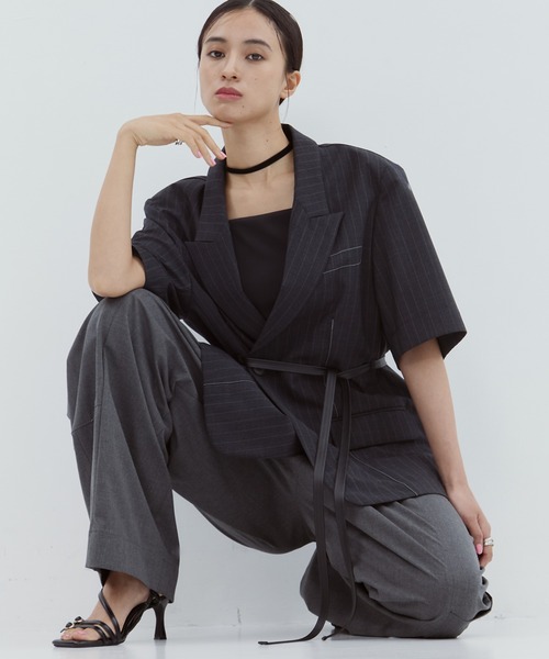 STUDIOUS（ステュディオス）の「【STUDIOUS/ステュディオス】Half Sleeve Summer Wool Jacket/ハーフスリーブサマーウールジャケット（テーラードジャケット・レディース・ダークグレー/ベージュ・1/2）」の12枚目の写真