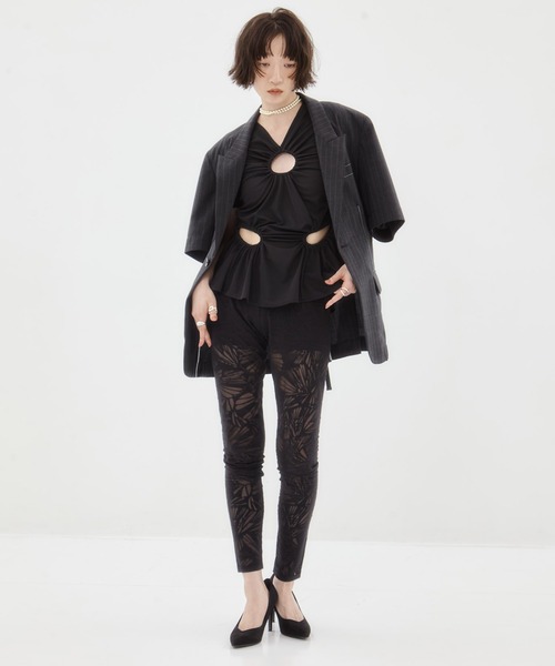 STUDIOUS（ステュディオス）の「【STUDIOUS/ステュディオス】Half Sleeve Summer Wool Jacket/ハーフスリーブサマーウールジャケット（テーラードジャケット・レディース・ダークグレー/ベージュ・1/2）」の3枚目の写真