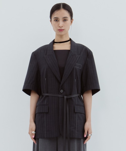 STUDIOUS（ステュディオス）の「【STUDIOUS/ステュディオス】Half Sleeve Summer Wool Jacket/ハーフスリーブサマーウールジャケット（テーラードジャケット・レディース・ダークグレー/ベージュ・1/2）」の13枚目の写真