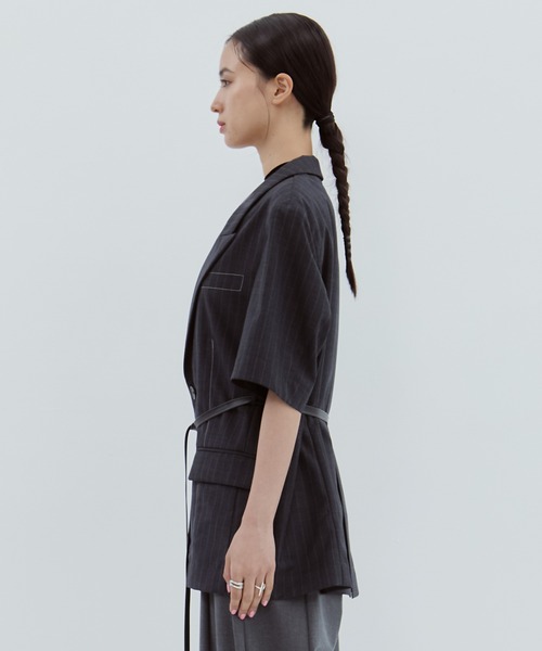 STUDIOUS（ステュディオス）の「【STUDIOUS/ステュディオス】Half Sleeve Summer Wool Jacket/ハーフスリーブサマーウールジャケット（テーラードジャケット・レディース・ダークグレー/ベージュ・1/2）」の14枚目の写真