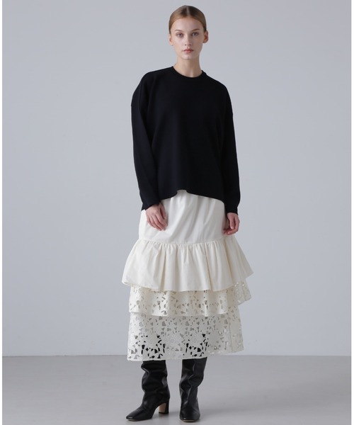 ✨超美品ADORE 花柄レース アシンメトリースカート セール】ミックスフラワーレーススカート(スカート)|ADORE