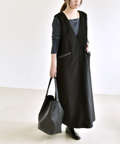 セール】quaranciel: ジャージー メルトン Vネック ジャンパー