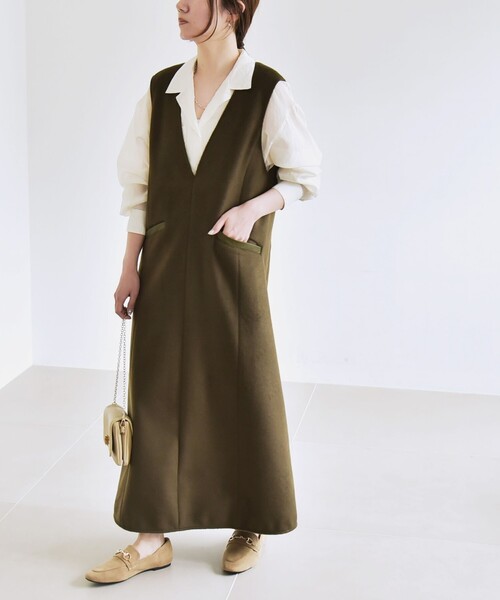 セール】quaranciel: ジャージー メルトン Vネック ジャンパー