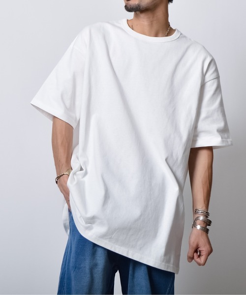 DOUBLE STEAL(ダブルスティール)の「ヘビーウェイトオーバーサイズTシャツ(Tシャツ/カットソー・メンズ・ホワイト/アッシュグレー・FREE)」の1枚目の写真