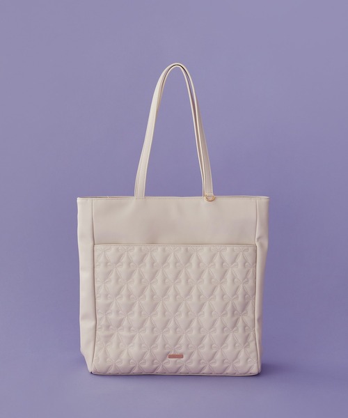 Maison de FLEUR(メゾンドフルール)の「リボンキルティングキャリーオントート(トートバッグ・レディース・ブラック/ライトピンク・FREE)」の2枚目の写真