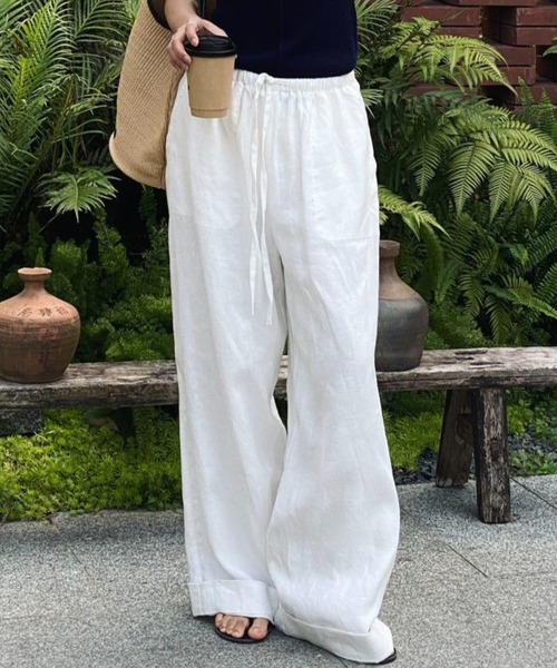Aelina(エリナ)の「ドローストリングパンツ(その他パンツ・レディース・ホワイト/ブラック・M/L/S)」の6枚目の写真