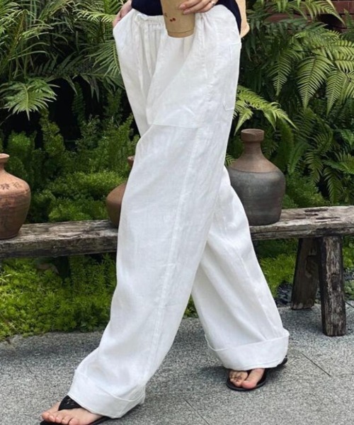 Aelina(エリナ)の「ドローストリングパンツ(その他パンツ・レディース・ホワイト/ブラック・M/L/S)」の5枚目の写真