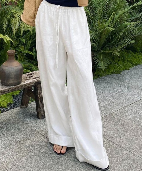 Aelina(エリナ)の「ドローストリングパンツ(その他パンツ・レディース・ホワイト/ブラック・M/L/S)」の4枚目の写真