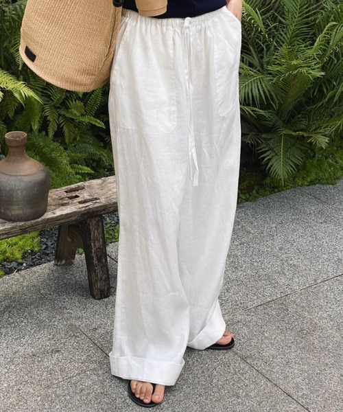 Aelina(エリナ)の「ドローストリングパンツ(その他パンツ・レディース・ホワイト/ブラック・M/L/S)」の3枚目の写真