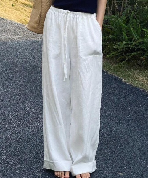 Aelina(エリナ)の「ドローストリングパンツ(その他パンツ・レディース・ホワイト/ブラック・M/L/S)」の9枚目の写真
