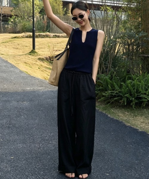 Aelina(エリナ)の「ドローストリングパンツ(その他パンツ・レディース・ホワイト/ブラック・M/L/S)」の19枚目の写真