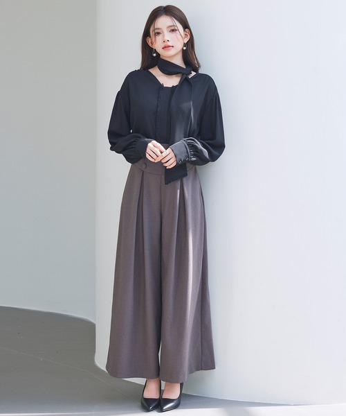 SAISON DE PAPILLON(セゾンドパピヨン)の「取り外し可能なボウタイリボンフリンジブラウス(シャツ/ブラウス・レディース・アイボリー/ブラック・S/M/L)」の9枚目の写真