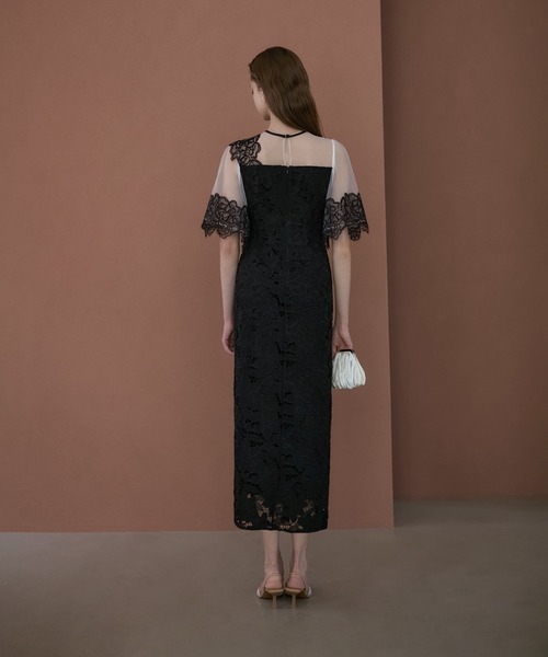 Leja（レジャ）の「【LEJA】シアーレースフラワーIラインドレスワンピース美脚効果結婚式 パーティードレス 成人式 二次会 同窓会 お呼ばれ オケージョン 20代 30代（ドレス・レディース・ブラック・SMALL/MEDIUM）」の7枚目の写真