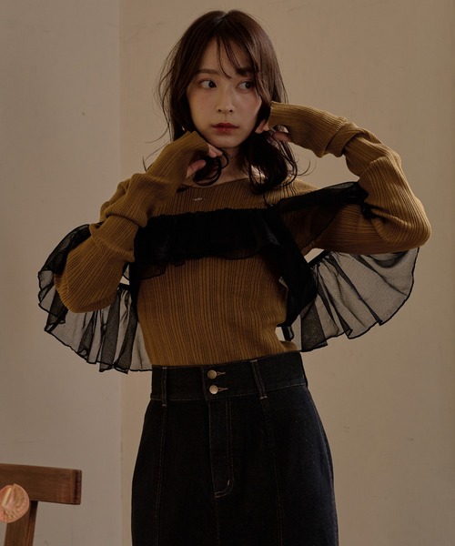 mideal(マイディール)の「long sleeve rib knit / ロングスリーブリブニット(ニット/セーター・レディース・ライトブラウン/ブルーグリーン/カーキ/ライトグレー/ダークブラウン/ピンク/ボルドー/グレイッシュブルー/アイボリー/ベージュ・FREE)」の7枚目の写真