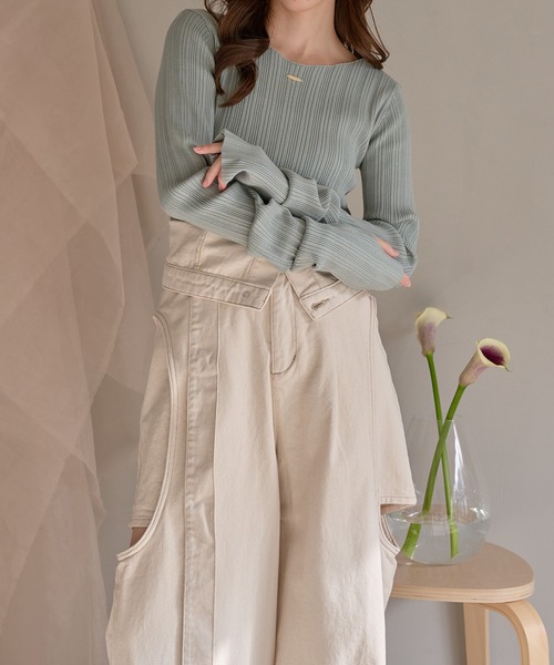 mideal(マイディール)の「long sleeve rib knit / ロングスリーブリブニット(ニット/セーター・レディース・ライトブラウン/ブルーグリーン/カーキ/ライトグレー/ダークブラウン/ピンク/ボルドー/グレイッシュブルー/アイボリー/ベージュ・FREE)」の9枚目の写真