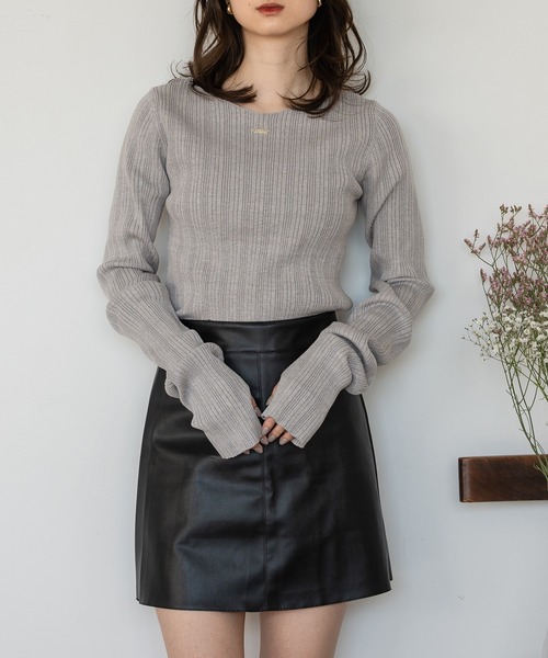 mideal(マイディール)の「long sleeve rib knit / ロングスリーブリブニット(ニット/セーター・レディース・ライトブラウン/ブルーグリーン/カーキ/ライトグレー/ダークブラウン/ピンク/ボルドー/グレイッシュブルー/アイボリー/ベージュ・FREE)」の3枚目の写真