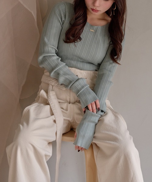 long sleeve rib knit / ロングスリーブリブニット（ニット/セーター