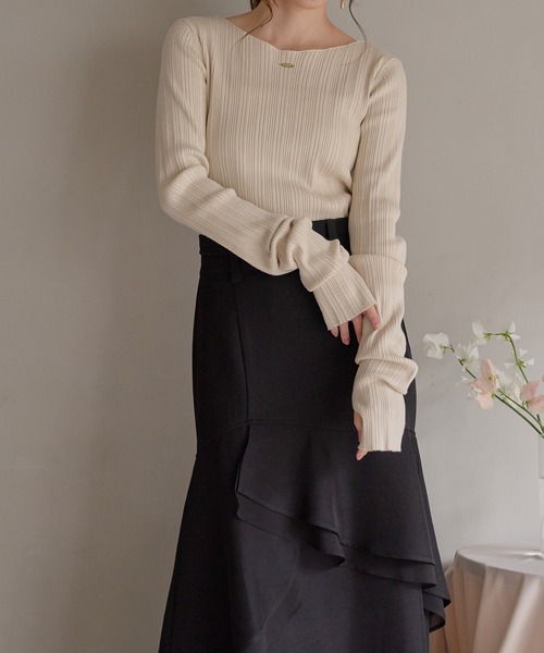 mideal(マイディール)の「long sleeve rib knit / ロングスリーブリブニット(ニット/セーター・レディース・ライトブラウン/ブルーグリーン/カーキ/ライトグレー/ダークブラウン/ピンク/ボルドー/グレイッシュブルー/アイボリー/ベージュ・FREE)」の11枚目の写真