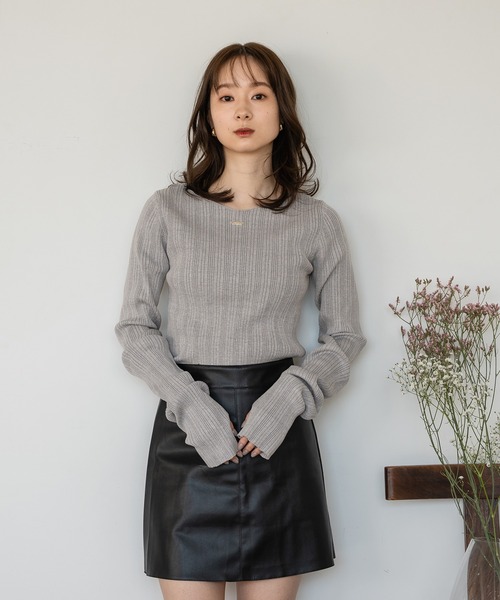 mideal(マイディール)の「long sleeve rib knit / ロングスリーブリブニット(ニット/セーター・レディース・ライトブラウン/ブルーグリーン/カーキ/ライトグレー/ダークブラウン/ピンク/ボルドー/グレイッシュブルー/アイボリー/ベージュ・FREE)」の14枚目の写真