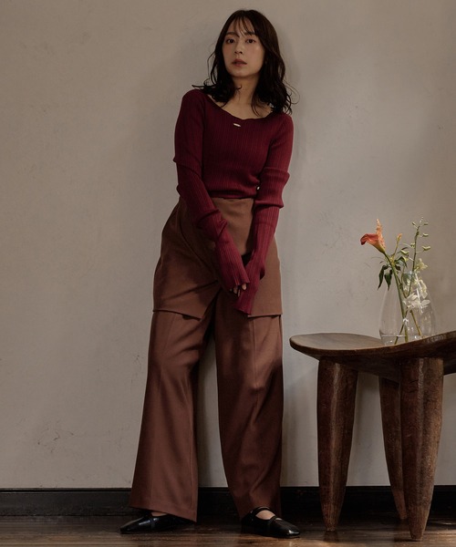 mideal(マイディール)の「long sleeve rib knit / ロングスリーブリブニット(ニット/セーター・レディース・ライトブラウン/ブルーグリーン/カーキ/ライトグレー/ダークブラウン/ピンク/ボルドー/グレイッシュブルー/アイボリー/ベージュ・FREE)」の21枚目の写真