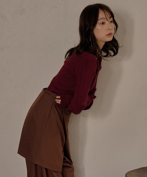 mideal(マイディール)の「long sleeve rib knit / ロングスリーブリブニット(ニット/セーター・レディース・ライトブラウン/ブルーグリーン/カーキ/ライトグレー/ダークブラウン/ピンク/ボルドー/グレイッシュブルー/アイボリー/ベージュ・FREE)」の17枚目の写真