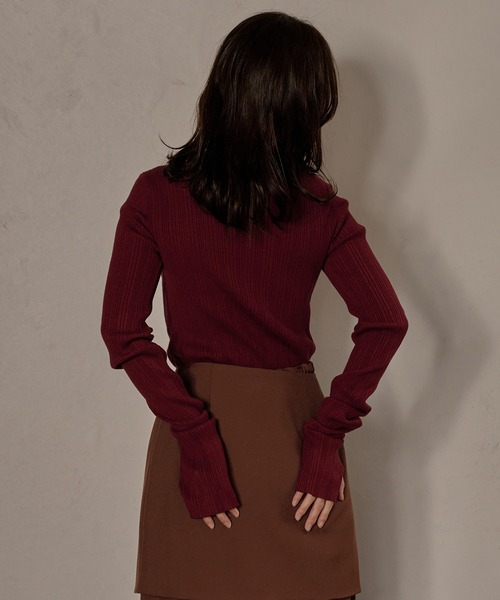 mideal(マイディール)の「long sleeve rib knit / ロングスリーブリブニット(ニット/セーター・レディース・ライトブラウン/ブルーグリーン/カーキ/ライトグレー/ダークブラウン/ピンク/ボルドー/グレイッシュブルー/アイボリー/ベージュ・FREE)」の18枚目の写真