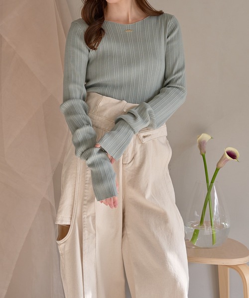 long sleeve rib knit / ロングスリーブリブニット（ニット/セーター