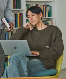 【セットアップ対応】マルチファンクショナル テックファブリック ドローコード ビッグシルエット クルーネックポケット長袖Tシャツ【THE CRAFT CREW PRODUCTS】ブラウン