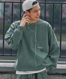 【セットアップ対応】マルチファンクショナル テックファブリック ドローコード ビッグシルエット クルーネックポケット長袖Tシャツ【THE CRAFT CREW PRODUCTS】