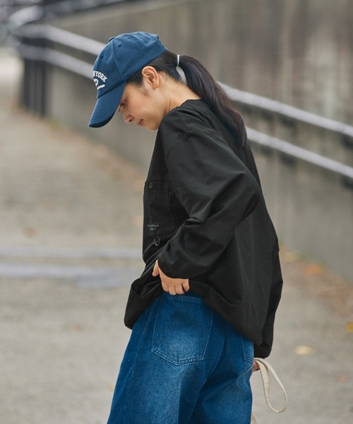 THE CRAFT CREW PRODUCTS（ザクラフトクループロダクツ）の「【セットアップ対応】マルチファンクショナル テックファブリック ドローコード ビッグシルエット クルーネックポケット長袖Tシャツ【THE CRAFT CREW PRODUCTS】（Tシャツ/カットソー・メンズ・ネイビー/モカ/ブラウン/グレー/ブラック/ブルーグリーン・S/M/L）」の12枚目の写真