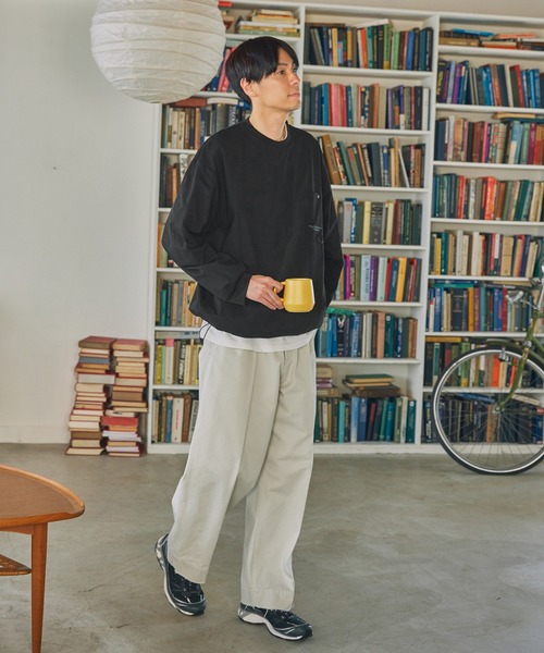 THE CRAFT CREW PRODUCTS（ザクラフトクループロダクツ）の「【セットアップ対応】マルチファンクショナル テックファブリック ドローコード ビッグシルエット クルーネックポケット長袖Tシャツ【THE CRAFT CREW PRODUCTS】（Tシャツ/カットソー・メンズ・ネイビー/モカ/ブラウン/グレー/ブラック/ブルーグリーン・S/M/L）」の17枚目の写真