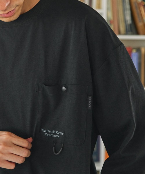 THE CRAFT CREW PRODUCTS（ザクラフトクループロダクツ）の「【セットアップ対応】マルチファンクショナル テックファブリック ドローコード ビッグシルエット クルーネックポケット長袖Tシャツ【THE CRAFT CREW PRODUCTS】（Tシャツ/カットソー・メンズ・ネイビー/モカ/ブラウン/グレー/ブラック/ブルーグリーン・S/M/L）」の20枚目の写真