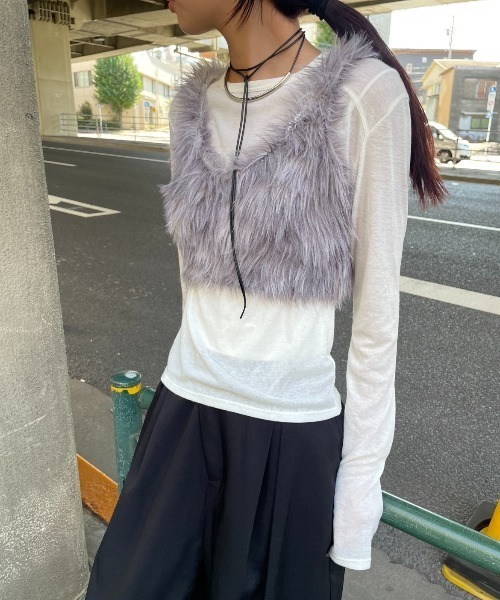 ミックスファーニットビスチェ（その他トップス）｜AIC