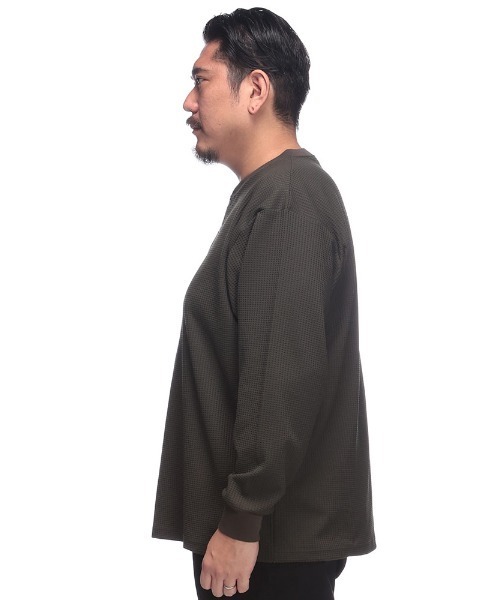 B&T CLUB(ビーティークラブ)の「B&T CLUB (ビーアンドティークラブ) SOLOTEX ワッフル ヘンリーネック 長袖 Tシャツ(Tシャツ/カットソー・メンズ・ネイビー/ホワイト/ブラック/カーキ・X1(3L~4L)/X2(4L~5L)/X3(6L~7L))」の7枚目の写真