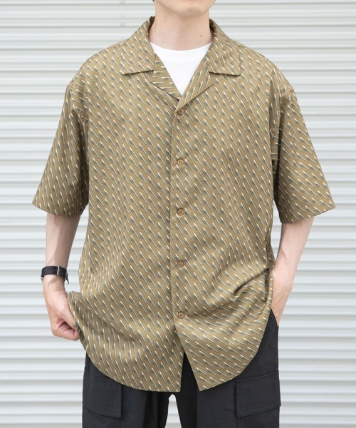 ITEMS URBANRESEARCH（アイテムズ アーバンリサーチ）の「ジオメトリックプリントオープンカラーシャツA（シャツ/ブラウス・メンズ・オフホワイト/ベージュ/ネイビー・LARGE/MEDIUM）」の12枚目の写真