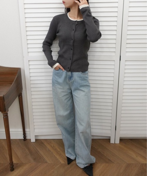unnu(ユヌ)の「フェイクレイヤードカーディガン(ニット/セーター・レディース・ブラック/グレー/ブラウン・F)」の18枚目の写真
