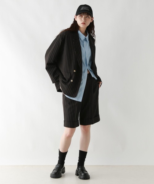 RAGEBLUE（レイジブルー）の「グランパロールアップデザインハーフパンツ/セットアップ対応（スラックス・レディース・ブラウン系/ダークブラウン/ブラック系・FREE）」の5枚目の写真